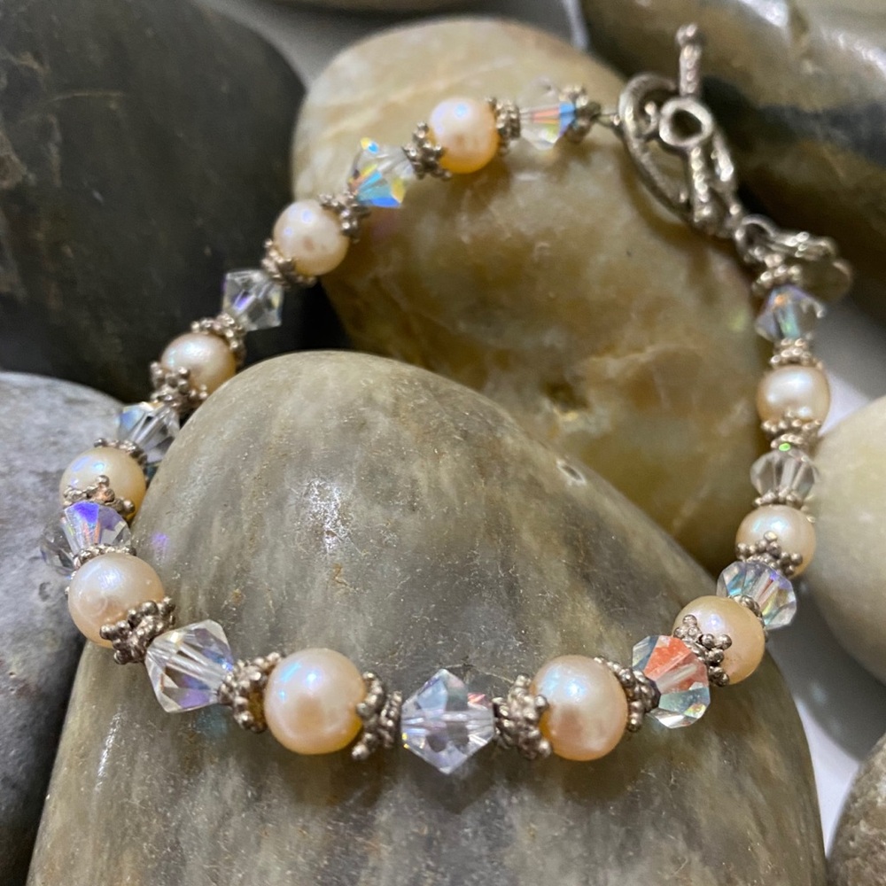 Artisan Roslin Pink Fresh Water Pearl Swarovski crystal Bracelet